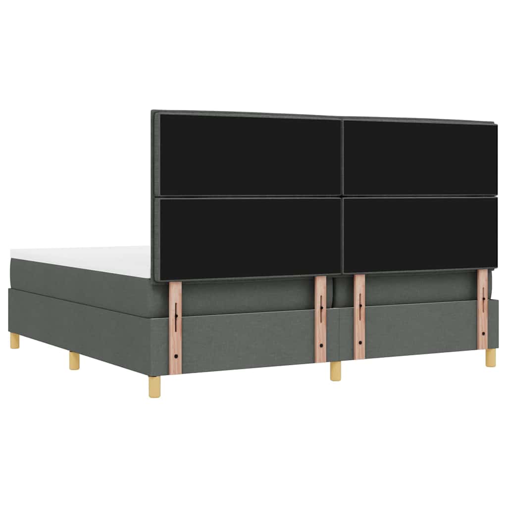 vidaXL Łóżko sprężynowe z materacem Ciemnoszary 200 x 200 cm tkanina