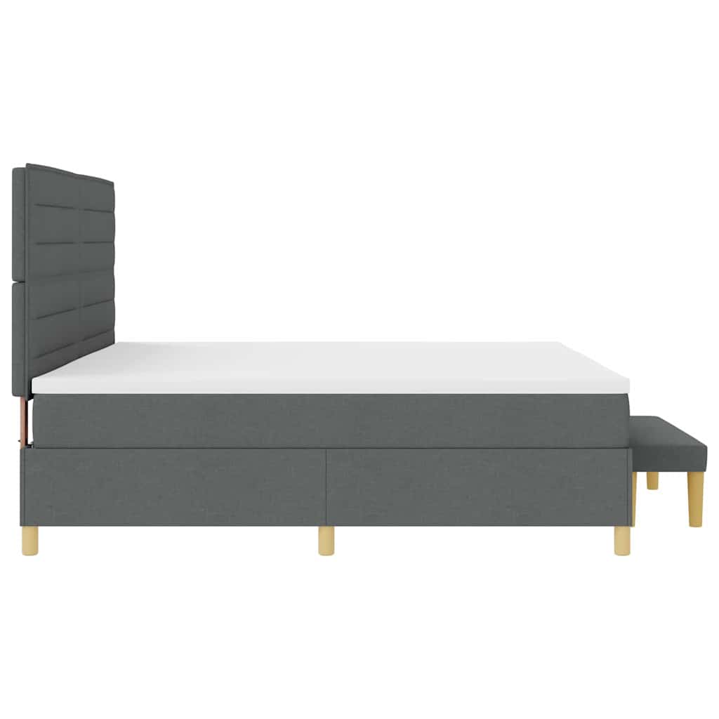 vidaXL Łóżko sprężynowe z materacem Ciemnoszary 200 x 200 cm tkanina