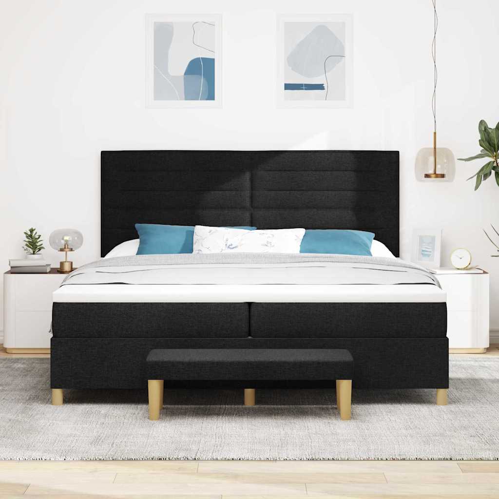 vidaXL Łóżko sprężynowe z materacem Czarny 200 x 200 cm tkanina