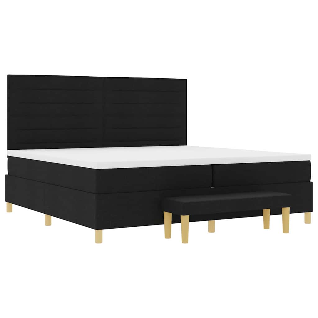 vidaXL Łóżko sprężynowe z materacem Czarny 200 x 200 cm tkanina