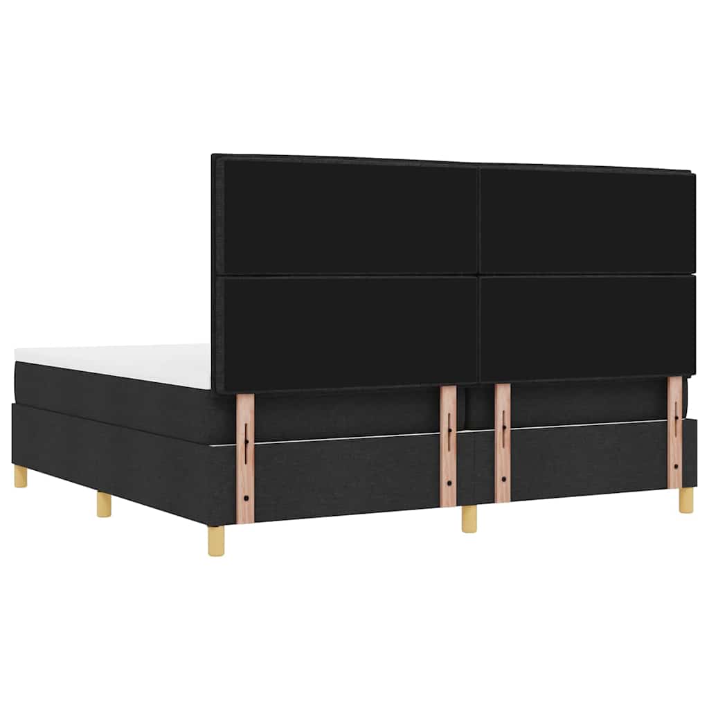 vidaXL Łóżko sprężynowe z materacem Czarny 200 x 200 cm tkanina