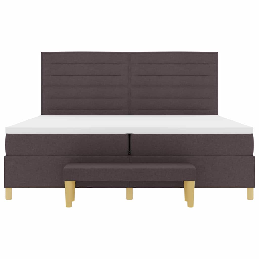 vidaXL Łóżko sprężynowe z materacem ciemnobrązowy 200 x 200 cm tkanina