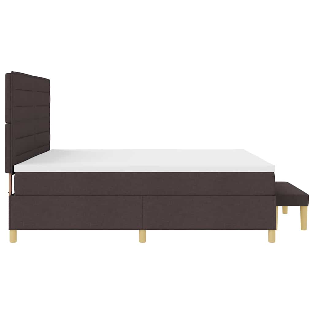 vidaXL Łóżko sprężynowe z materacem ciemnobrązowy 200 x 200 cm tkanina