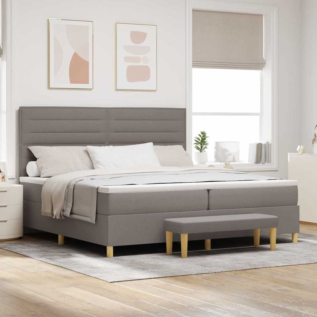 vidaXL Łóżko sprężynowe z materacem Ciemnoszary 200 x 200 cm tkanina