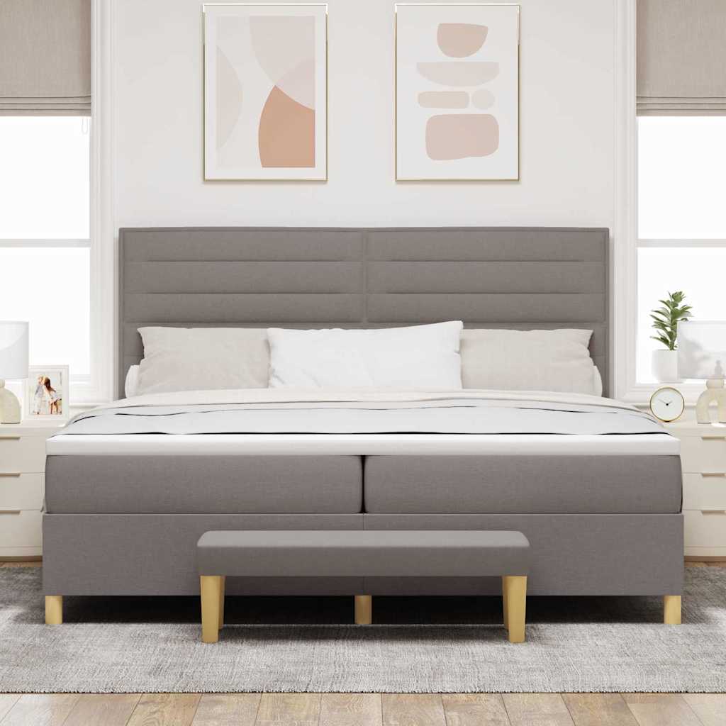 vidaXL Łóżko sprężynowe z materacem Ciemnoszary 200 x 200 cm tkanina