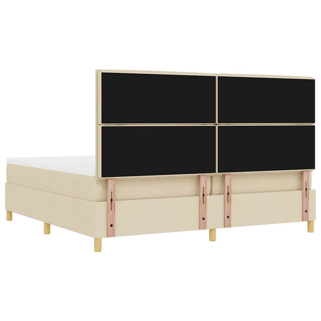 vidaXL Łóżko sprężynowe z materacem Kremowy 200 x 200 cm tkanina