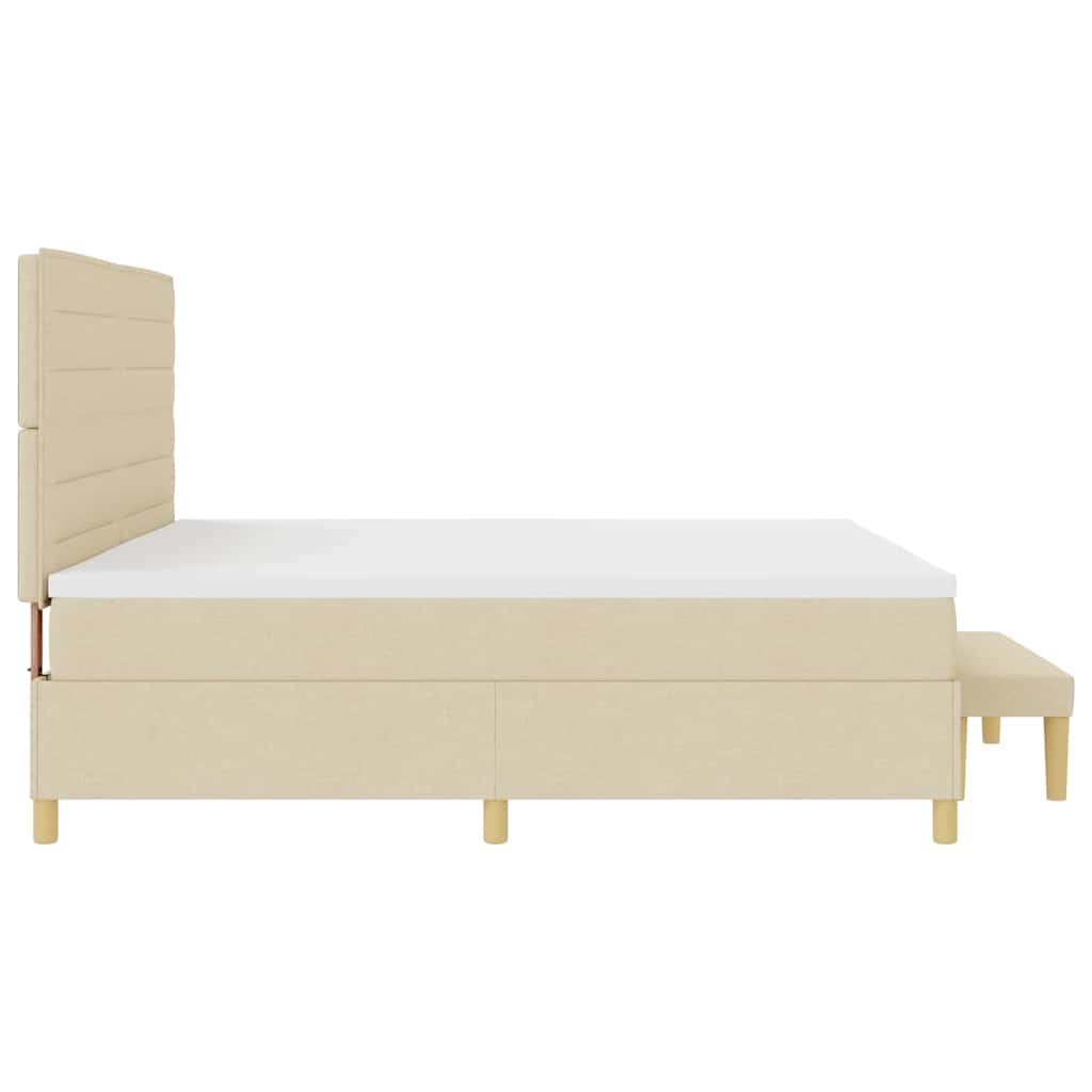 vidaXL Łóżko sprężynowe z materacem Kremowy 200 x 200 cm tkanina