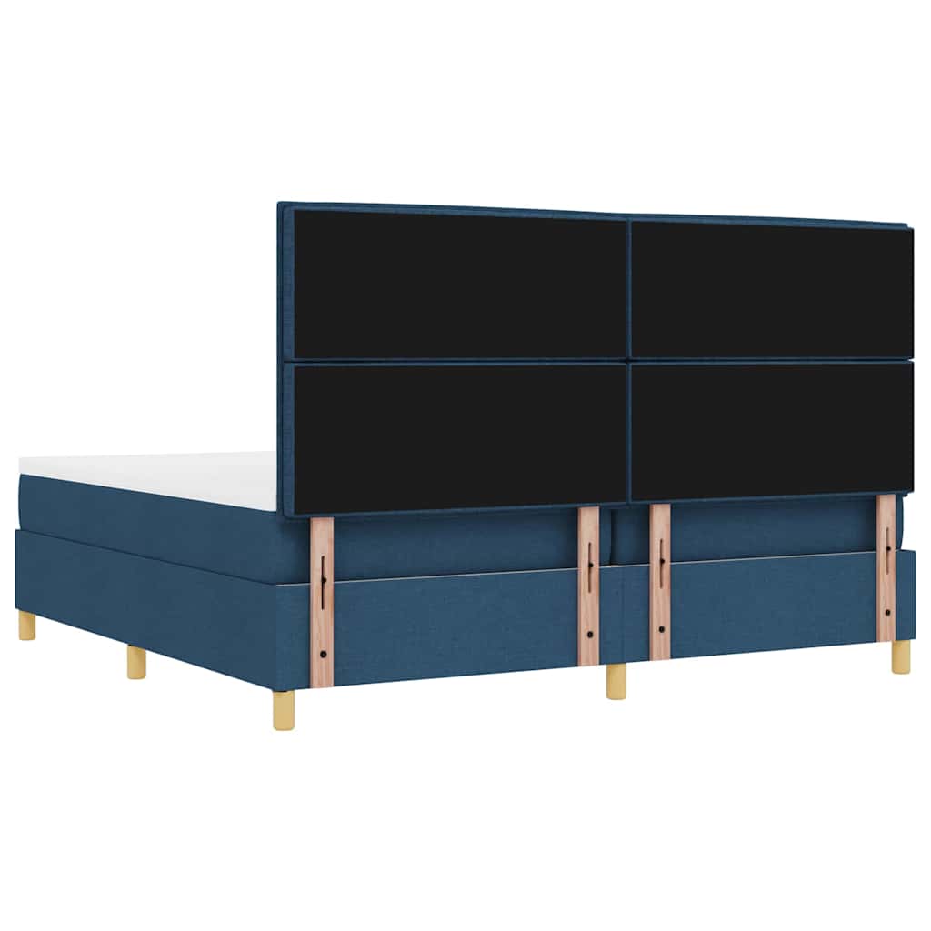 vidaXL Łóżko sprężynowe z materacem Niebieski 200 x 200 cm tkanina