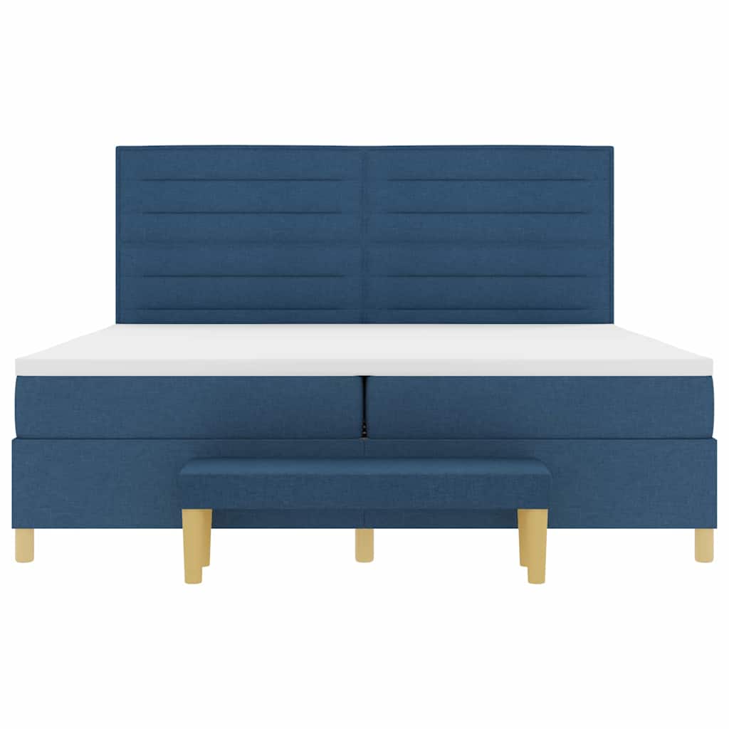 vidaXL Łóżko sprężynowe z materacem Niebieski 200 x 200 cm tkanina