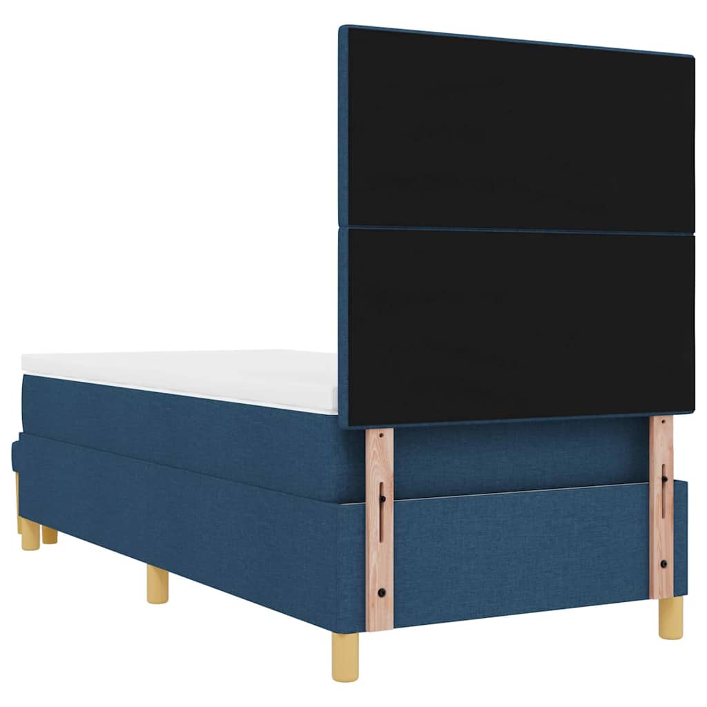vidaXL Łóżko sprężynowe Z zagłówkiem Niebieski 200 x 90 cm tkanina
