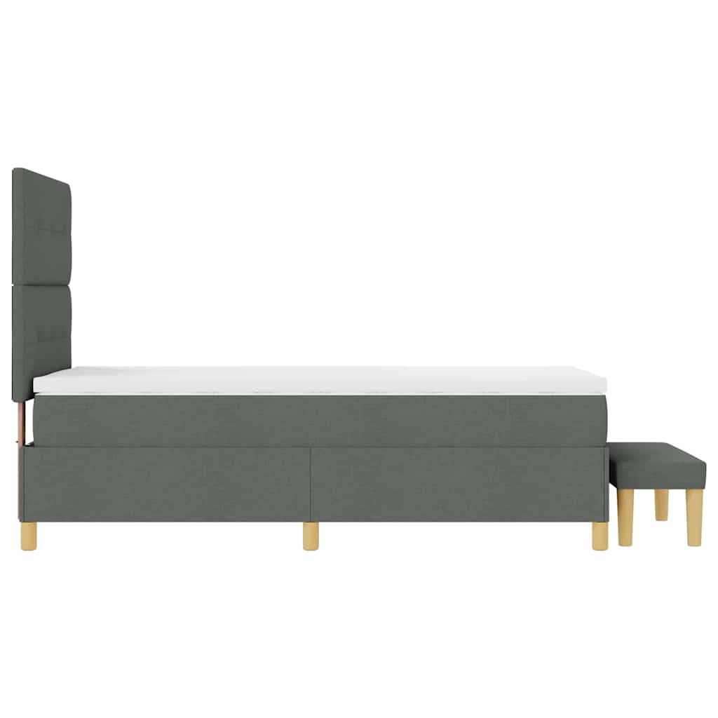 vidaXL Łóżko sprężynowe Z zagłówkiem ciemno szary 200 x 100 cm tkanina