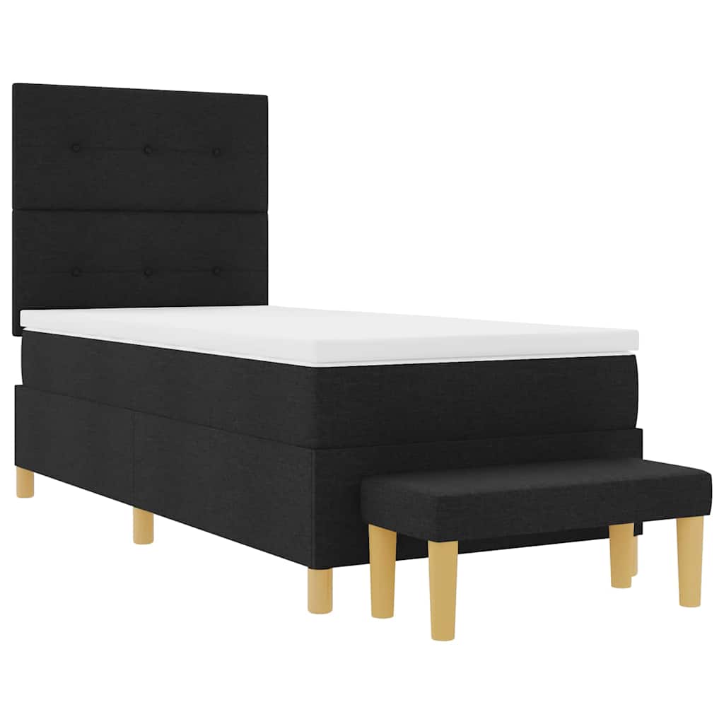 vidaXL Łóżko sprężynowe z poduszką Czarny 200 x 100 cm tkanina