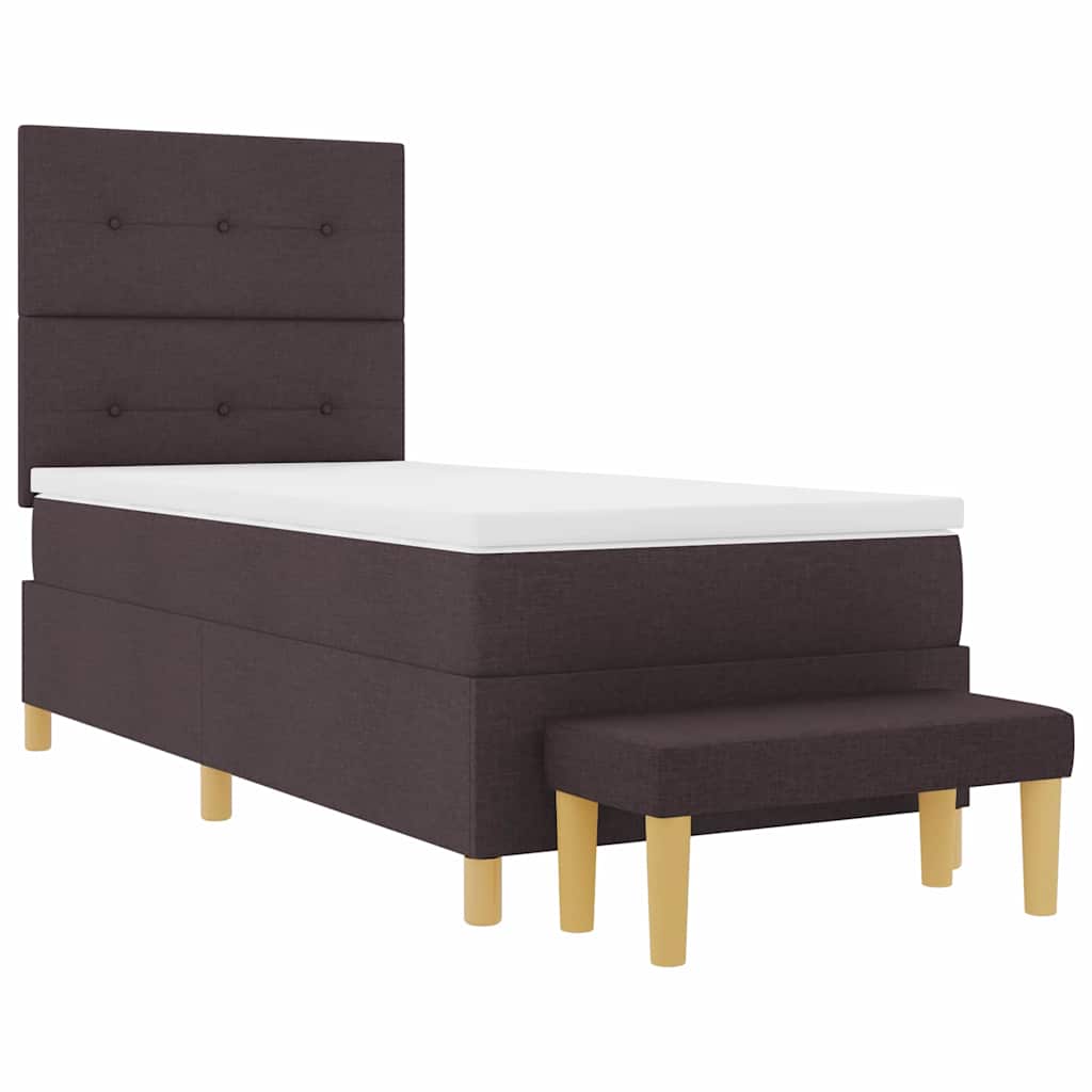 vidaXL Łóżko sprężynowe Z zagłówkiem Ciemny brąz 200 x 100 cm tkanina