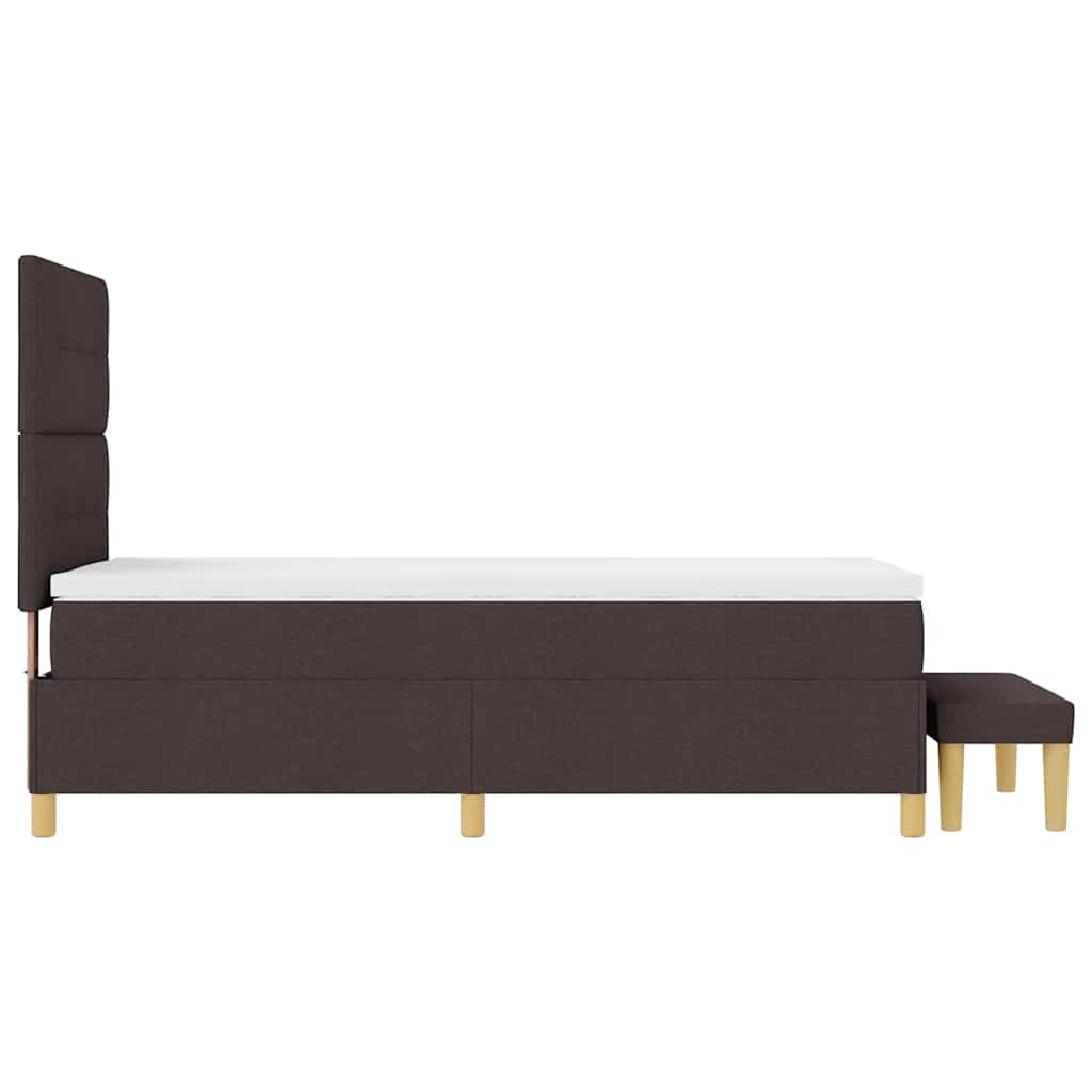 vidaXL Łóżko sprężynowe Z zagłówkiem Ciemny brąz 200 x 100 cm tkanina