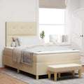 vidaXL Łóżko sprężynowe Z zagłówkiem Kremowy 190 x 120 cm tkanina