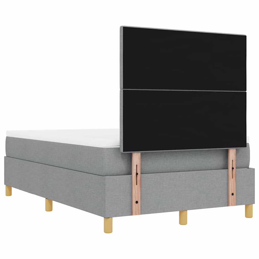 vidaXL Łóżko sprężynowe Z zagłówkiem Jasnoszary 120 x 200 cm tkanina