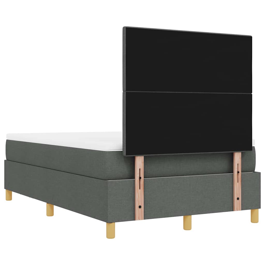 vidaXL Łóżko sprężynowe Z zagłówkiem ciemno szary 200 x 120 cm tkanina