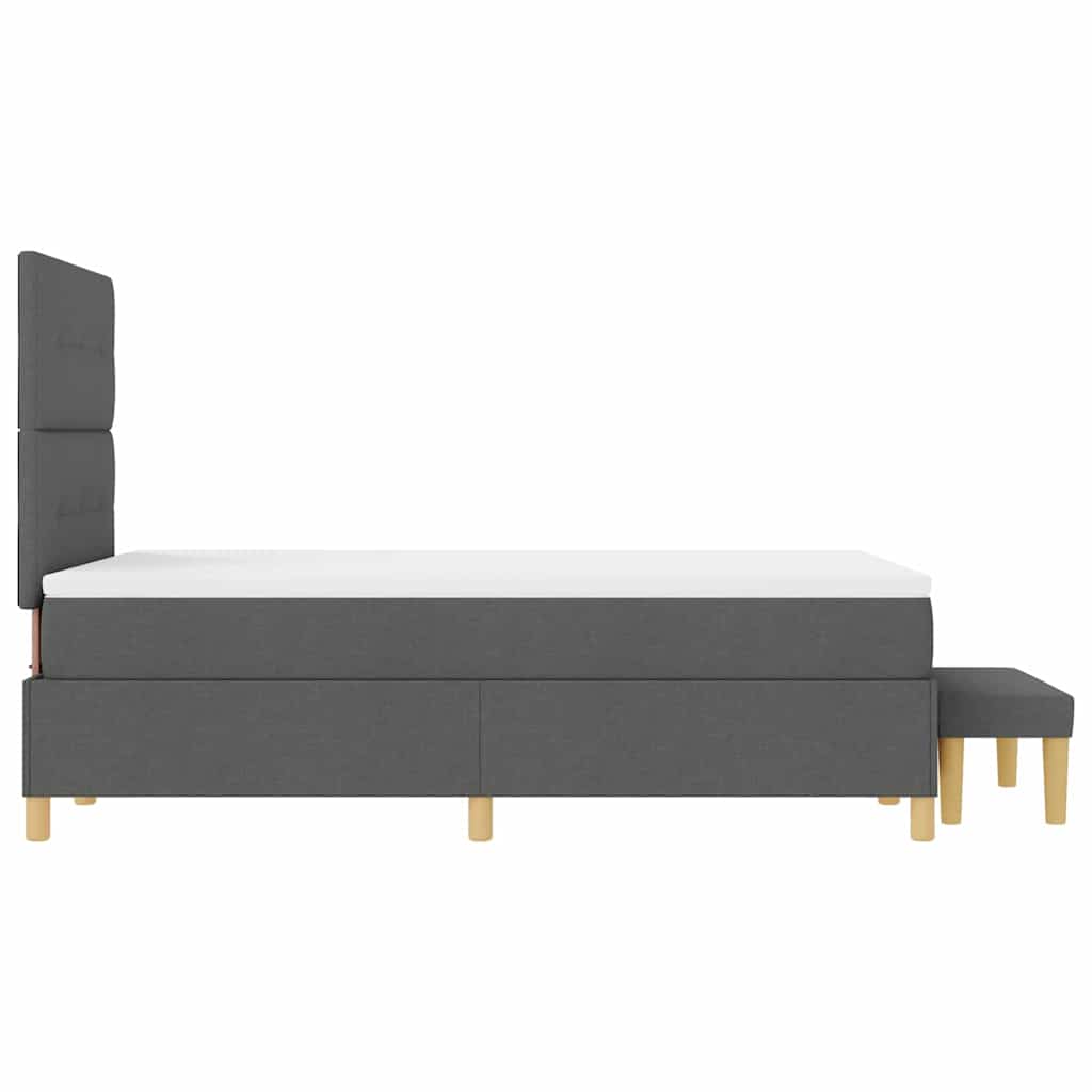 vidaXL Łóżko sprężynowe Z zagłówkiem ciemno szary 200 x 120 cm tkanina