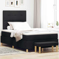 vidaXL Łóżko sprężynowe Z zagłówkiem Czarny 200 x 120 cm tkanina