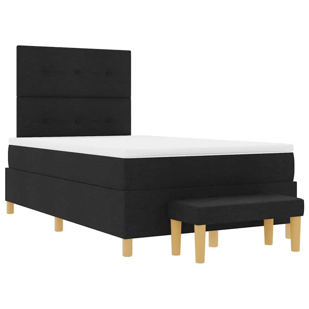 vidaXL Łóżko sprężynowe Z zagłówkiem Czarny 200 x 120 cm tkanina
