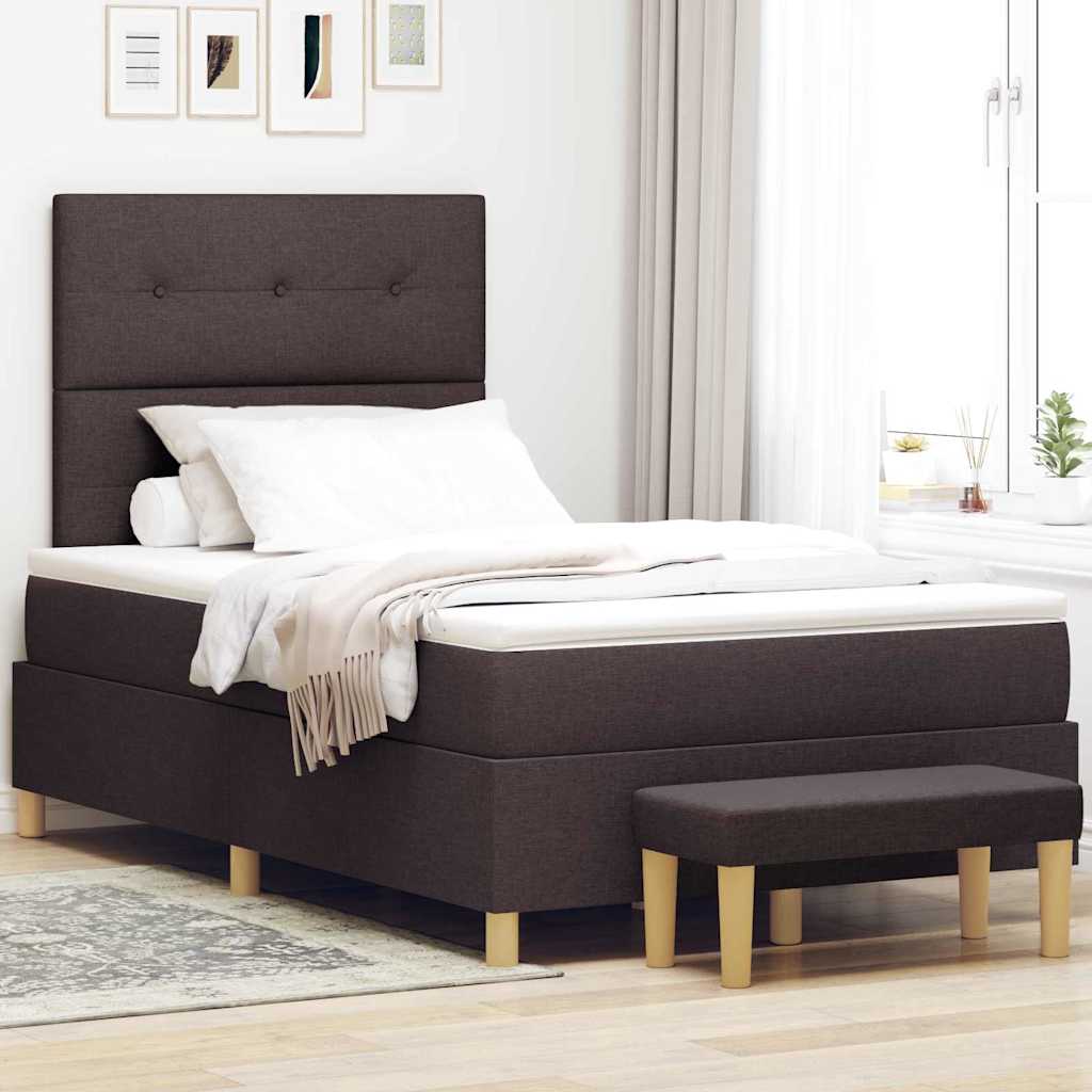 vidaXL Łóżko sprężynowe ciemnobrązowy 200 x 120 cm tkanina