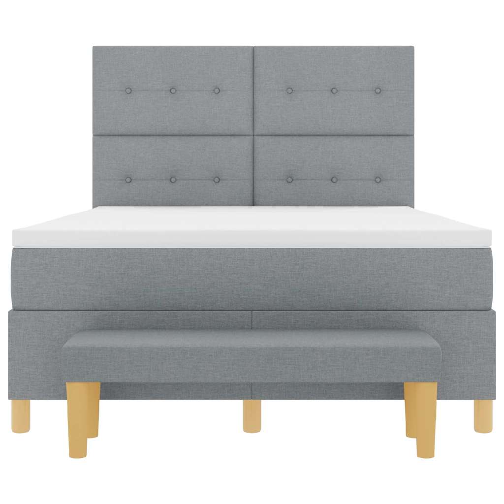 vidaXL Łóżko sprężynowe Z zagłówkiem Jasnoszary 200 x 140 cm tkanina
