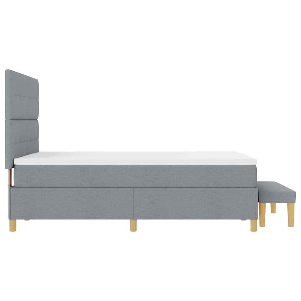 vidaXL Łóżko sprężynowe Z zagłówkiem Jasnoszary 200 x 140 cm tkanina