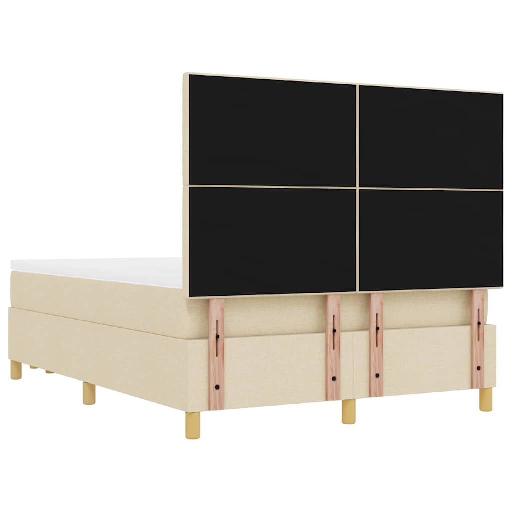 vidaXL Łóżko sprężynowe z poduszką Kremowy 200 x 140 cm tkanina