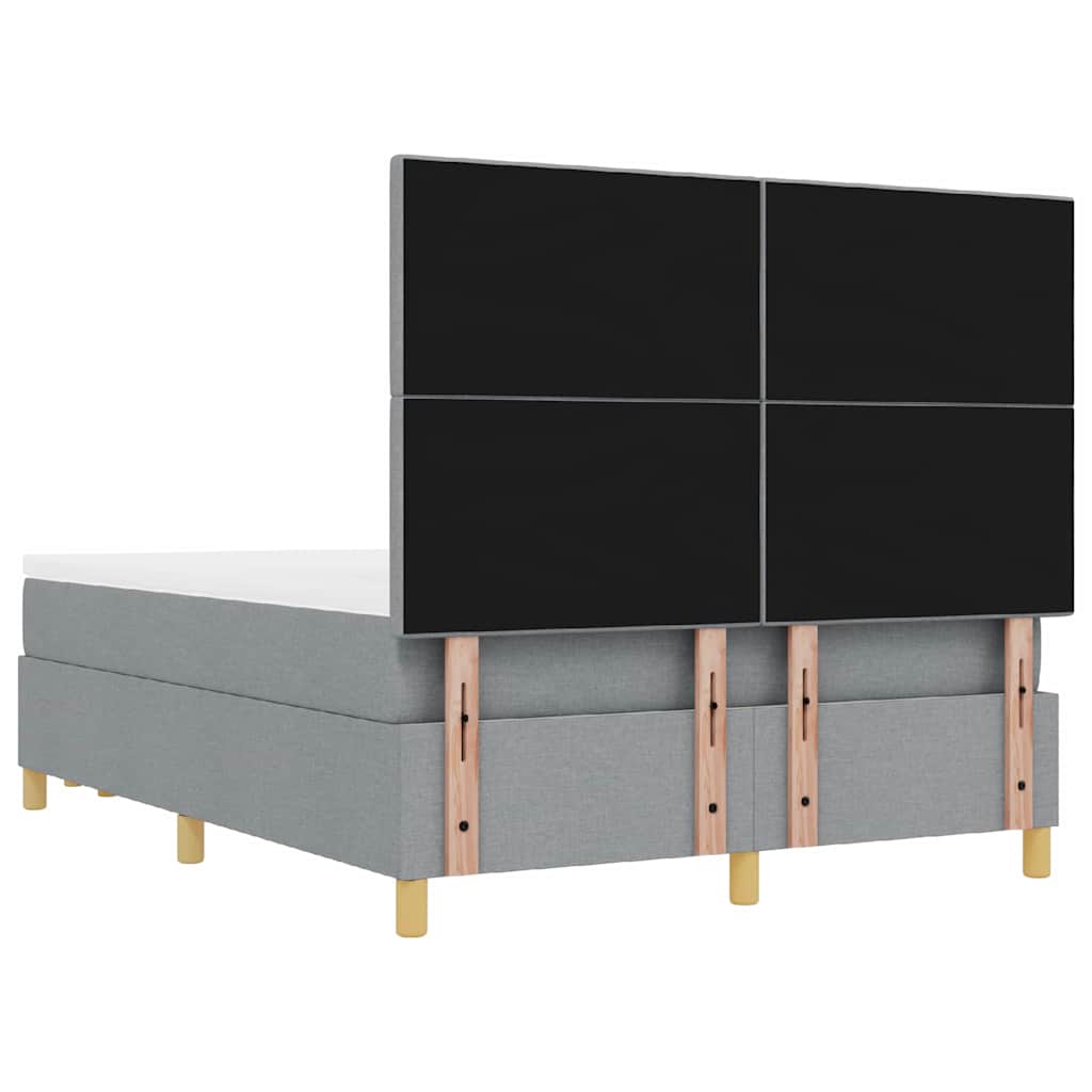 vidaXL Łóżko sprężynowe Z zagłówkiem Jasnoszary 200 x 160 cm tkanina