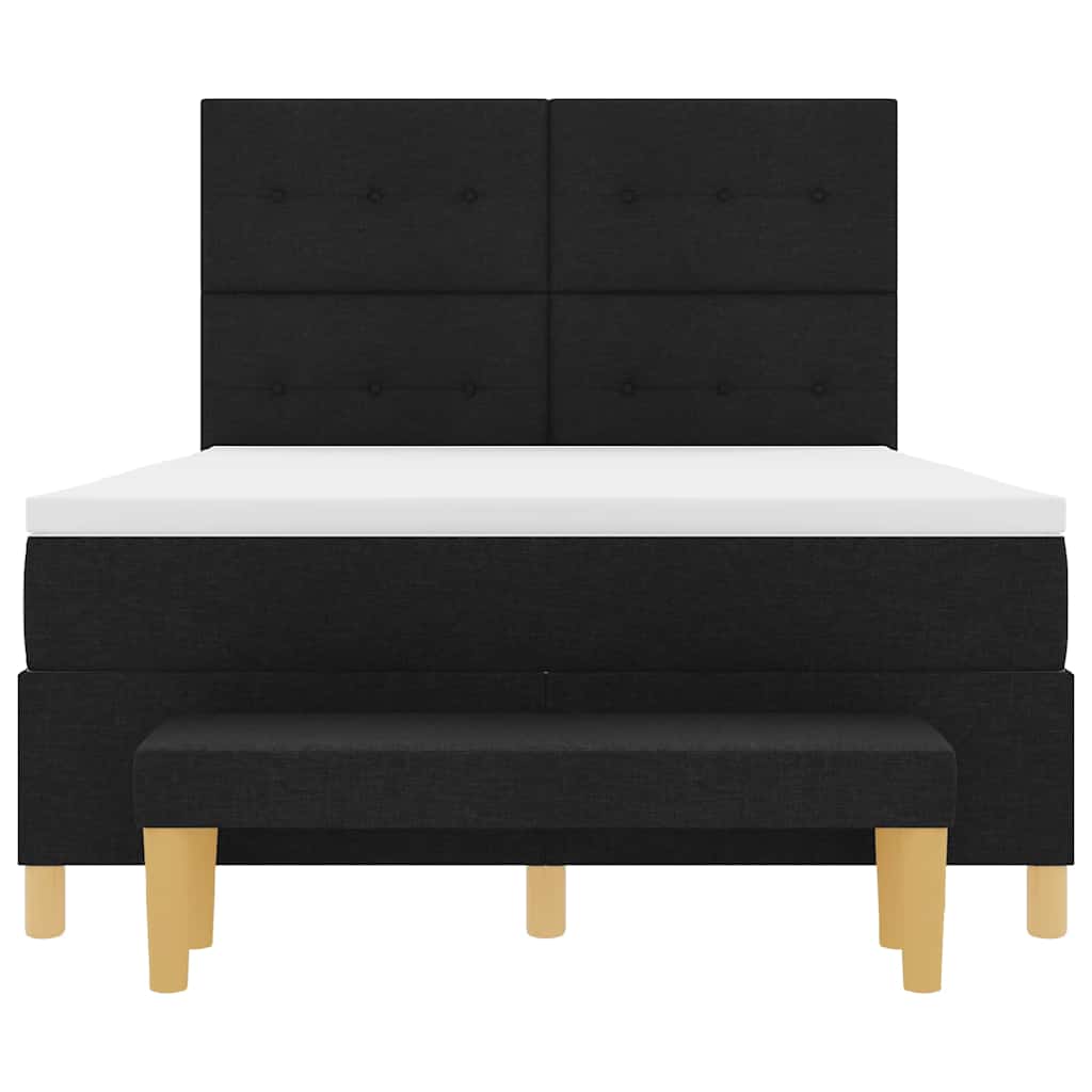 vidaXL Łóżko sprężynowe Z zagłówkiem Czarny 200 x 160 cm tkanina