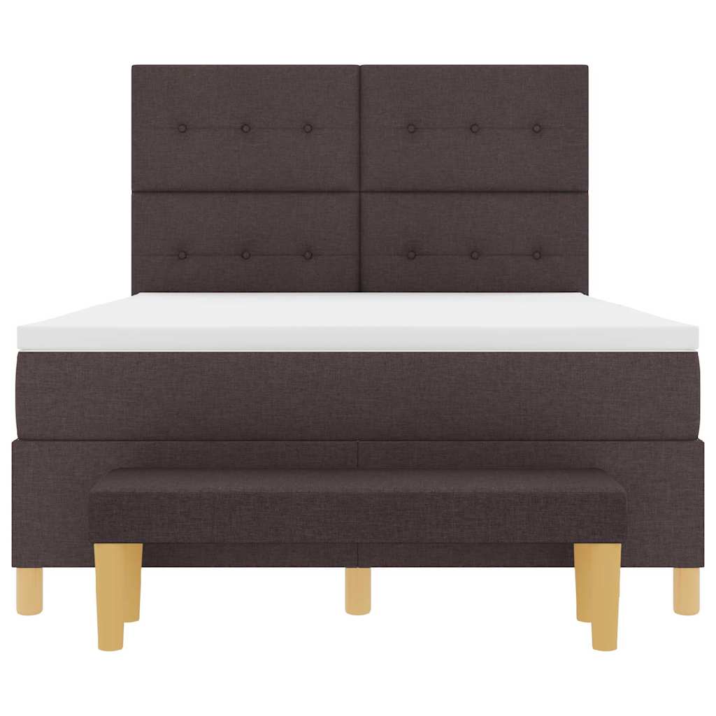 vidaXL Łóżko sprężynowe Z zagłówkiem Ciemny brąz 200 x 160 cm tkanina