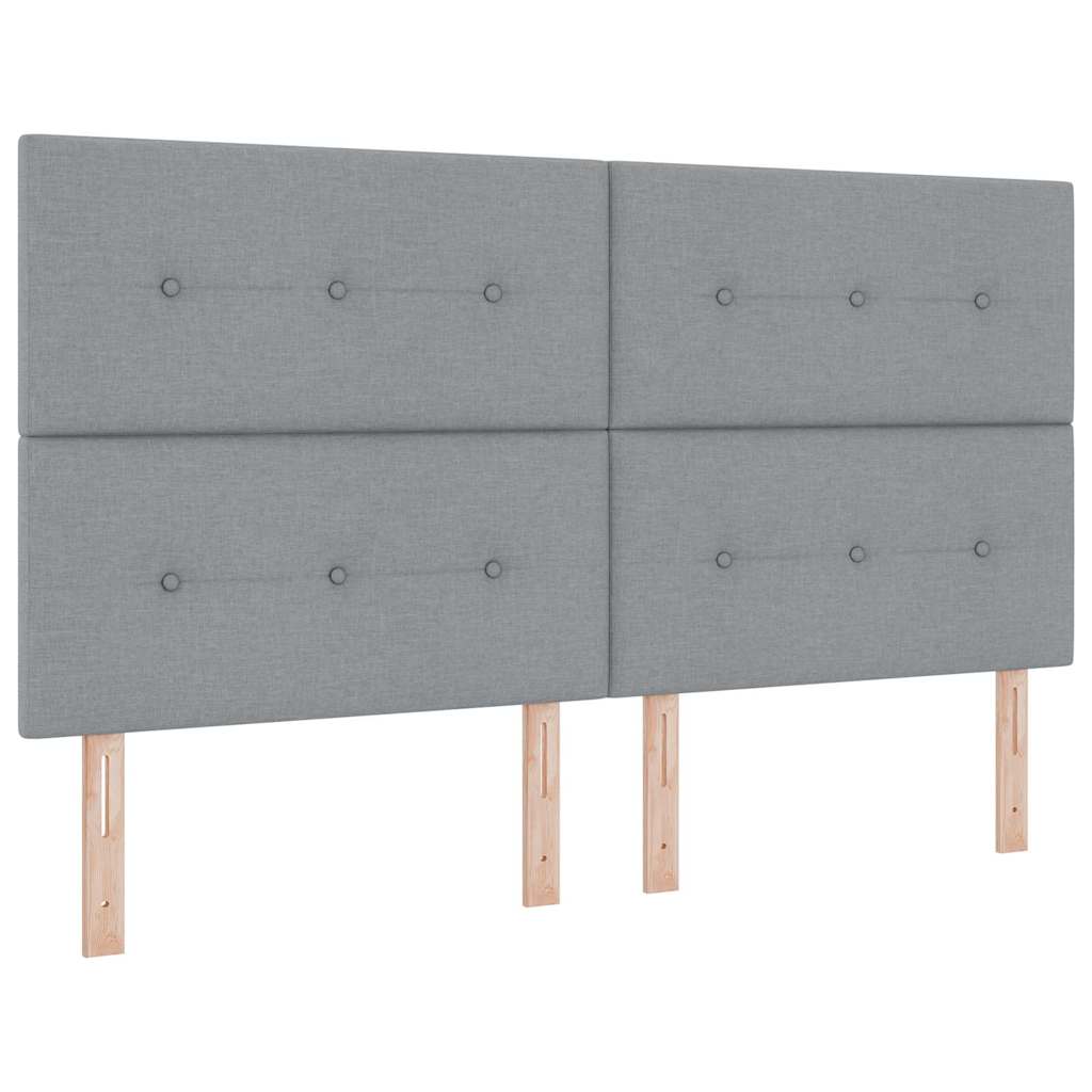 vidaXL Łóżko sprężynowe Z zagłówkiem Jasnoszary 200 x 180 cm tkanina