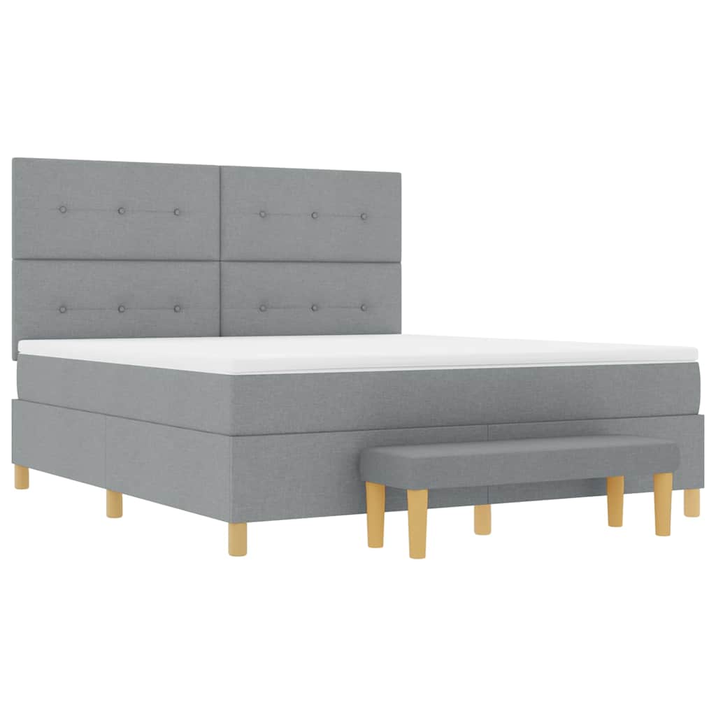 vidaXL Łóżko sprężynowe Z zagłówkiem Jasnoszary 200 x 180 cm tkanina