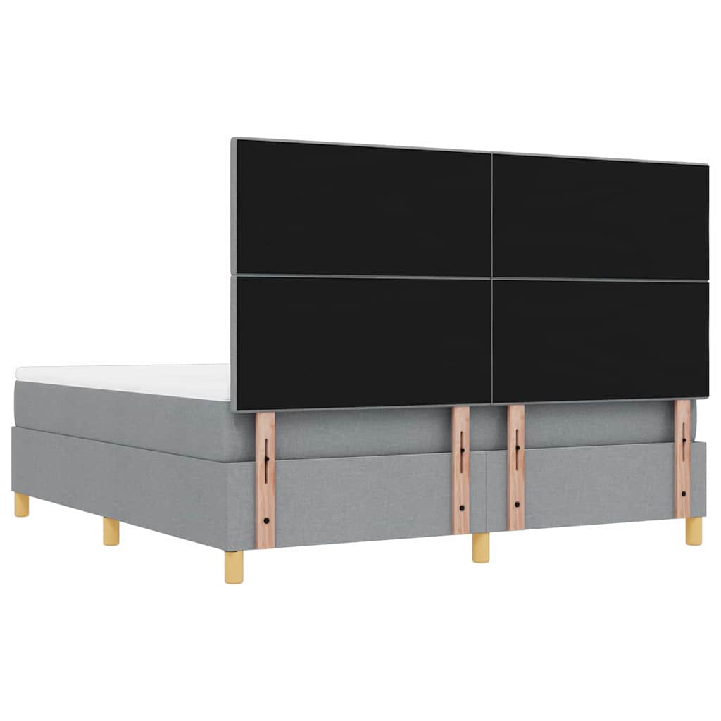 vidaXL Łóżko sprężynowe Z zagłówkiem Jasnoszary 200 x 180 cm tkanina