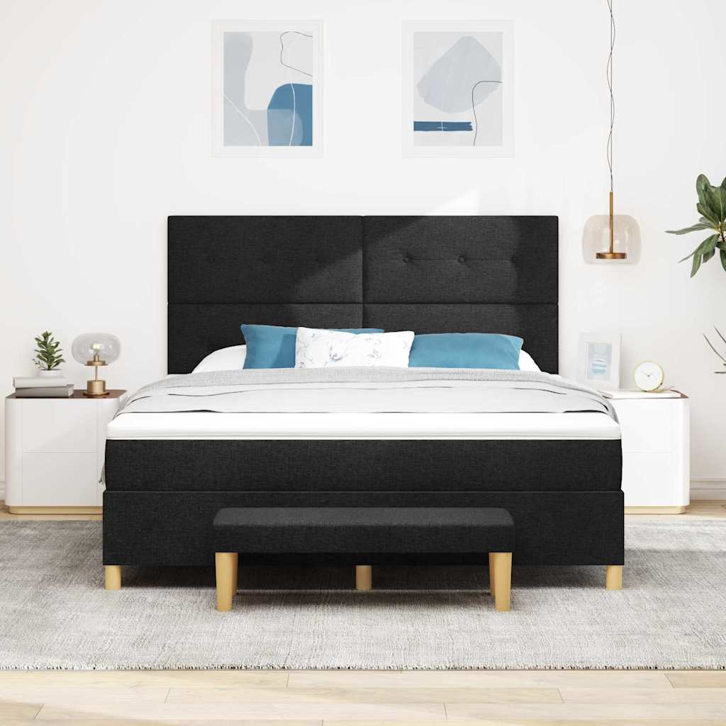 vidaXL Łóżko sprężynowe Z zagłówkiem Czarny 200 x 180 cm tkanina