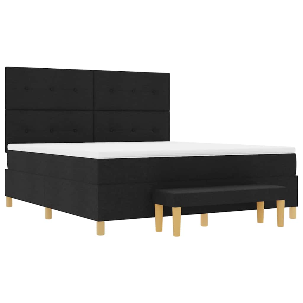 vidaXL Łóżko sprężynowe Z zagłówkiem Czarny 200 x 180 cm tkanina