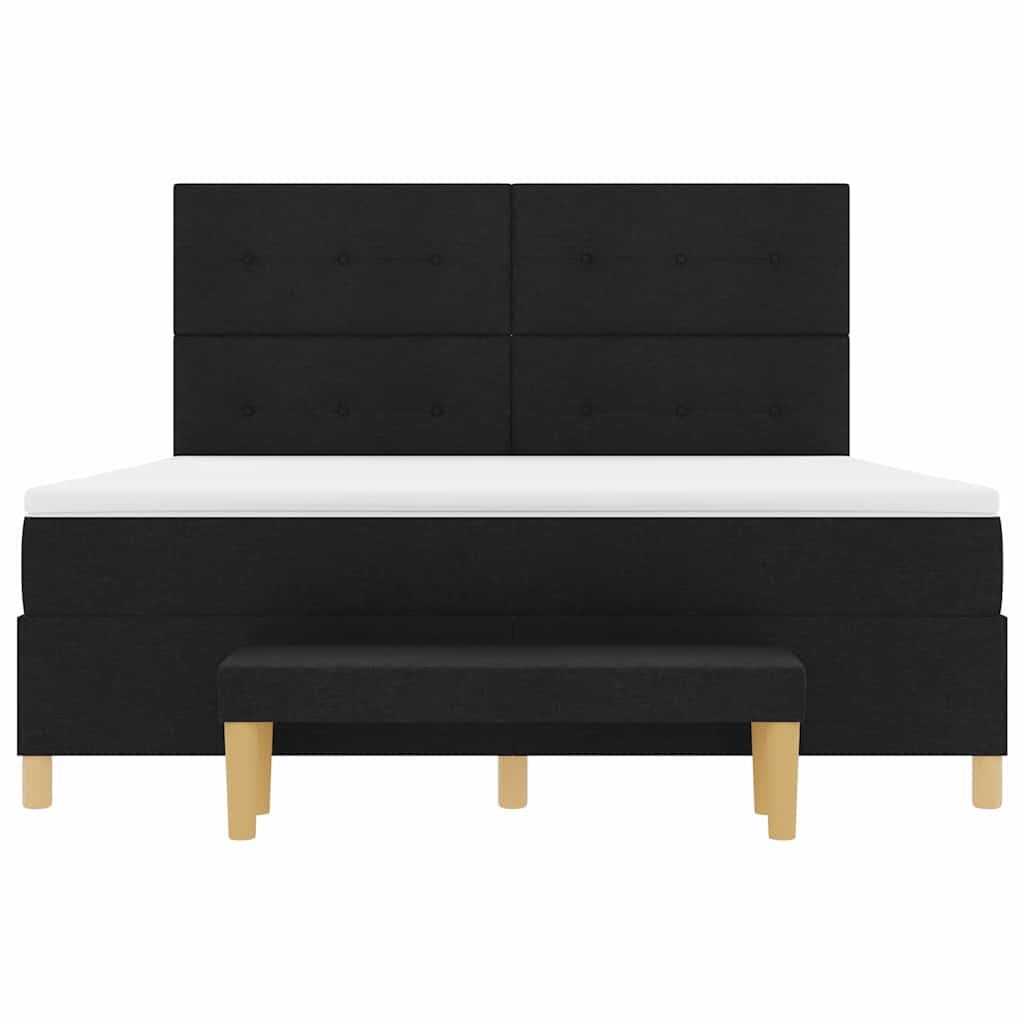 vidaXL Łóżko sprężynowe Z zagłówkiem Czarny 200 x 180 cm tkanina