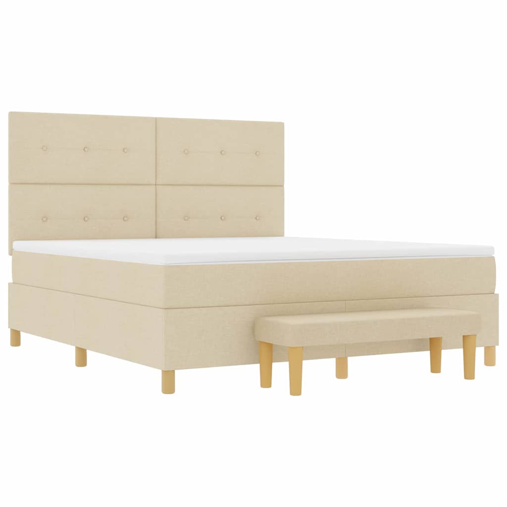 vidaXL Łóżko sprężynowe Z zagłówkiem Kremowy 200 x 180 cm tkanina