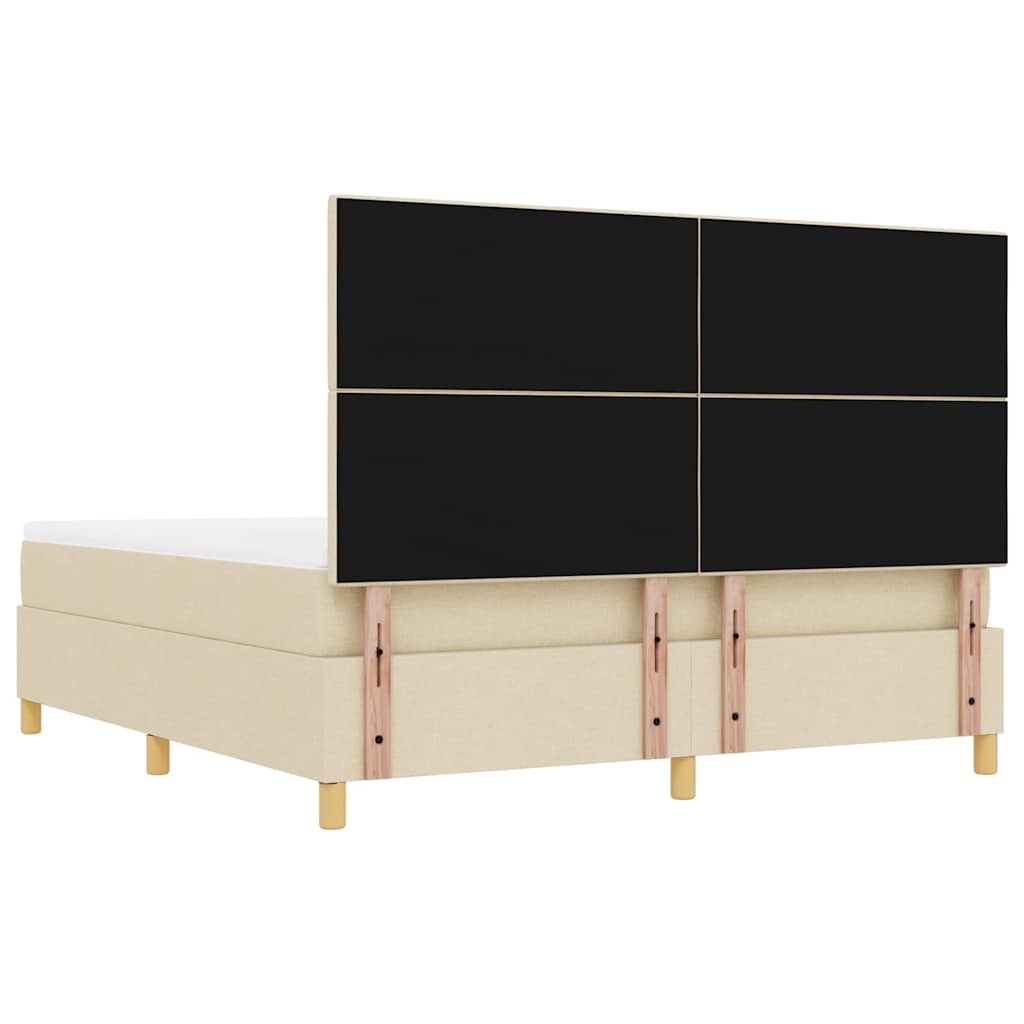 vidaXL Łóżko sprężynowe Z zagłówkiem Kremowy 200 x 180 cm tkanina