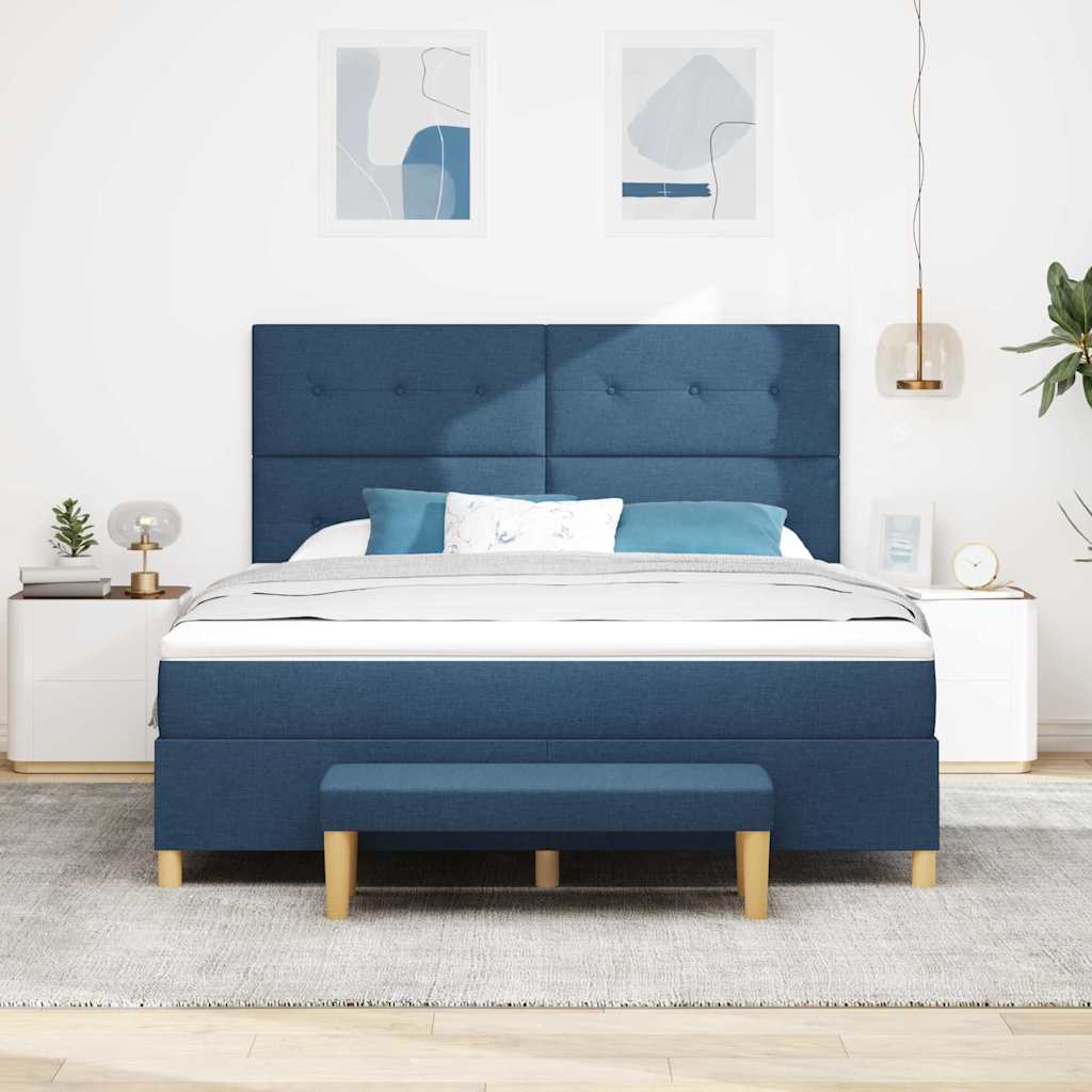 vidaXL Łóżko sprężynowe z poduszką Niebieski 200 x 180 cm tkanina