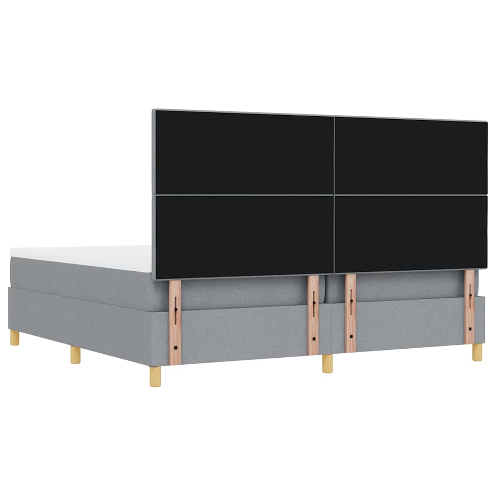 vidaXL Łóżko sprężynowe Z zagłówkiem Jasnoszary 200 x 200 cm tkanina