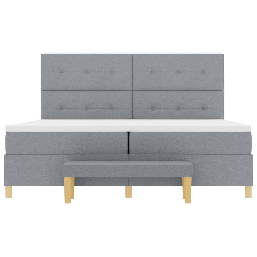 vidaXL Łóżko sprężynowe Z zagłówkiem Jasnoszary 200 x 200 cm tkanina