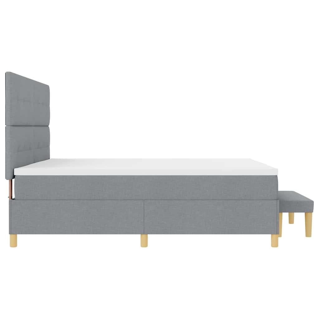vidaXL Łóżko sprężynowe Z zagłówkiem Jasnoszary 200 x 200 cm tkanina