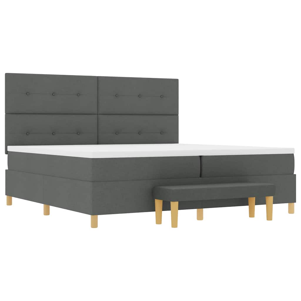 vidaXL Łóżko sprężynowe Z zagłówkiem ciemno szary 200 x 200 cm tkanina