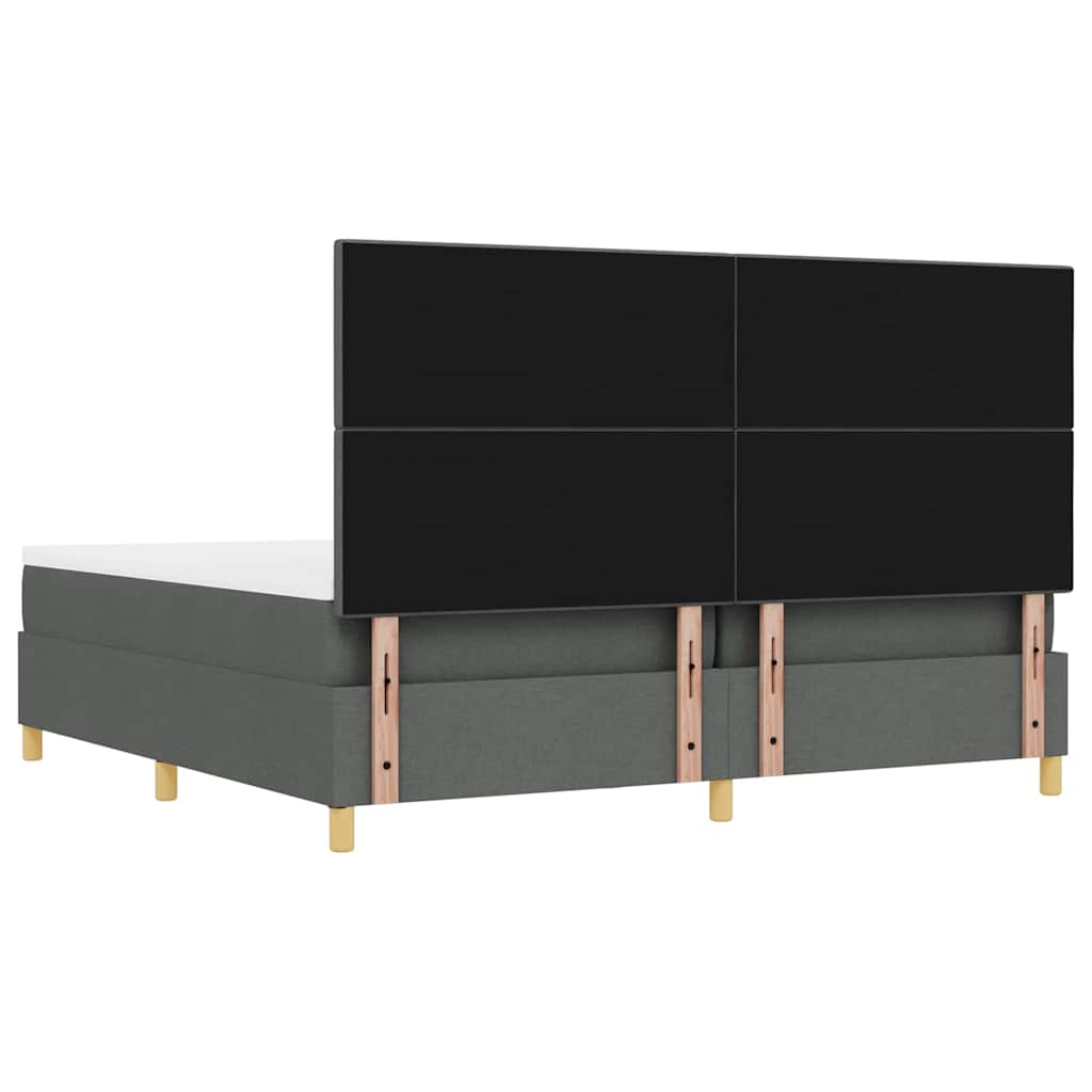 vidaXL Łóżko sprężynowe Z zagłówkiem ciemno szary 200 x 200 cm tkanina