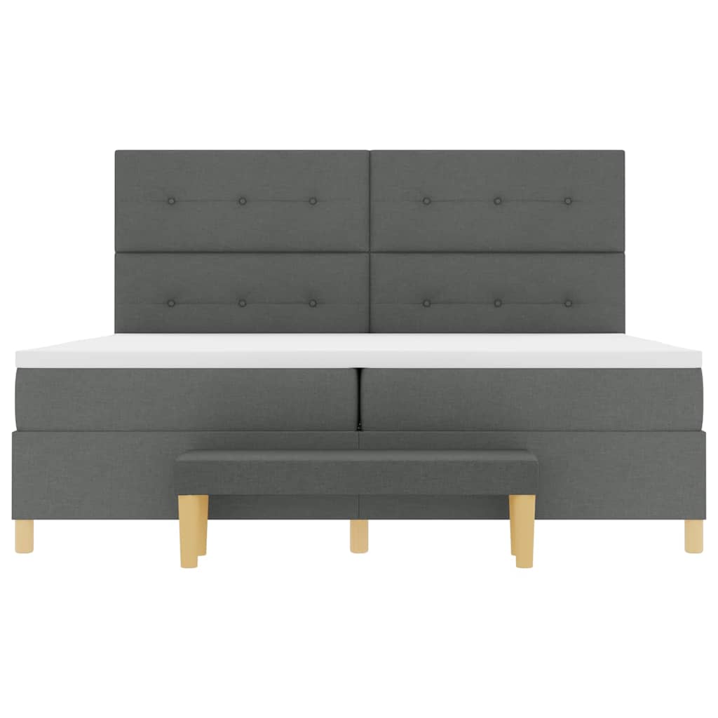 vidaXL Łóżko sprężynowe Z zagłówkiem ciemno szary 200 x 200 cm tkanina