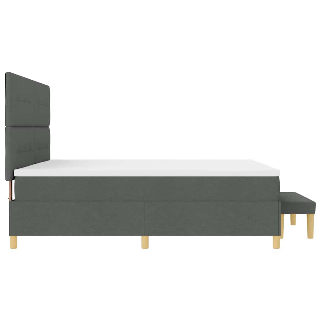 vidaXL Łóżko sprężynowe Z zagłówkiem ciemno szary 200 x 200 cm tkanina