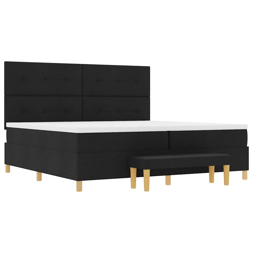 vidaXL Łóżko sprężynowe Z zagłówkiem Czarny 200 x 200 cm tkanina