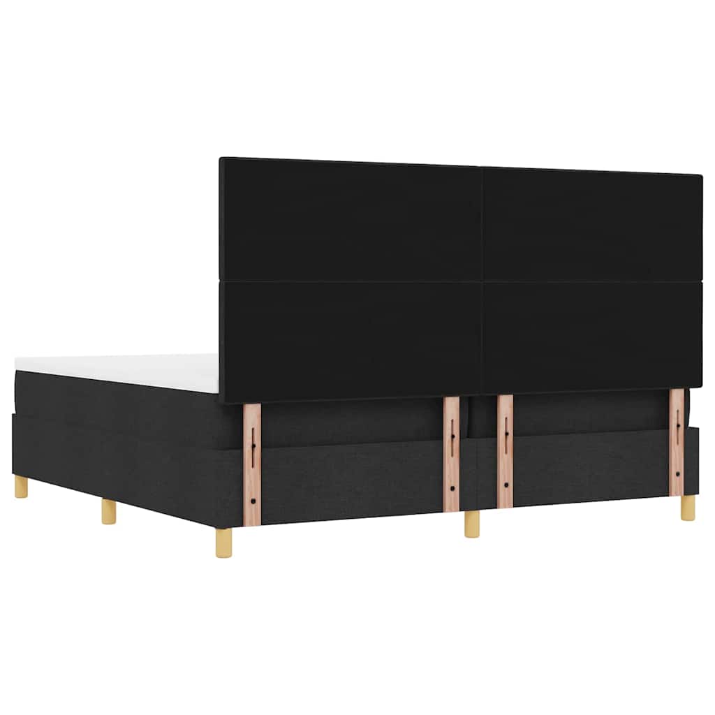 vidaXL Łóżko sprężynowe Z zagłówkiem Czarny 200 x 200 cm tkanina