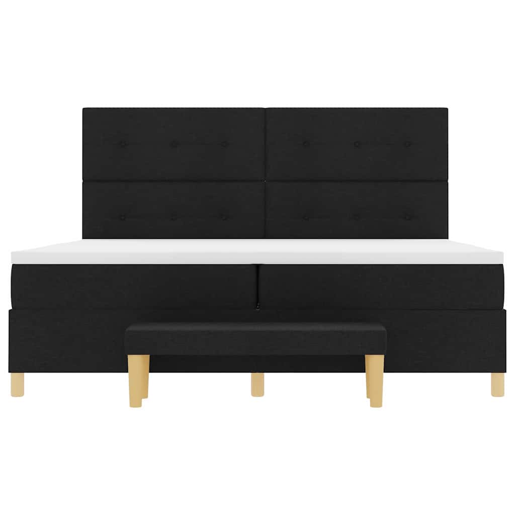 vidaXL Łóżko sprężynowe Z zagłówkiem Czarny 200 x 200 cm tkanina